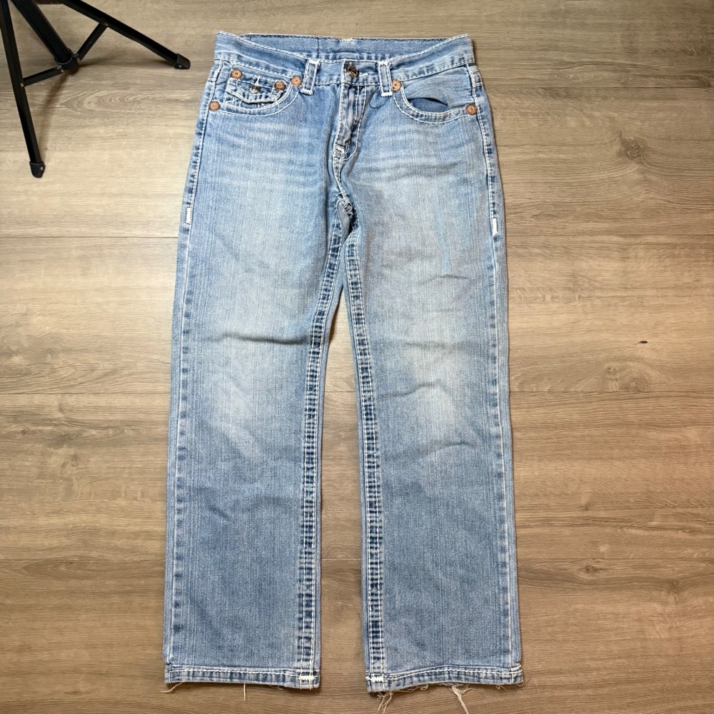 True Religion Joey Super T Jeans Men 32x28 Blue Vintage Made in USA Light Wash